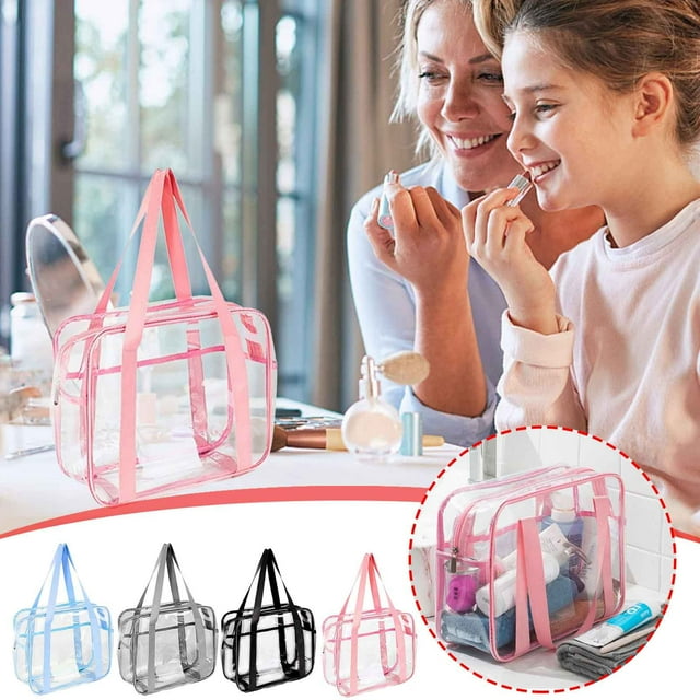 Xihbxyly Bolsa de Mano con Cremallera, Organizador de Cosméticos de Pvc Transparente, Impermeable, para Artículos Esenciales de Viaje, Portátil, Ideal para El Baño, Ligera, Multiusos, Tamaño 30 X 13
