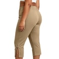 thumbnail image 7 of LEAVINGSUO Capris Pants for Women With Drawstring Women's Plus Size Solid Color Cropped Trousers With Pockets Khaki XXXL, 7 of 7