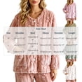 thumbnail image 3 of Moxiu Sleeping Jacket for Women Cozy Soft Fleece Plush Bed Jackets Floral Texture Pajama Top with Pockets Button Up Loungewear Blue,L, 3 of 9