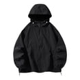 thumbnail image 5 of Men's Lightweight Jacket, Solid Color Windbreaker with Hood UPF 50+, Packable Running Jacket for Men, Water-Resistant Hiking Cycling Travel Hooded Windbreaker Black XL, 5 of 5