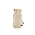 thumbnail image 3 of BLISSFUL STEP Women's Open Toe Cross Strap Mid Block Heel Sandals Beige 9, 3 of 8