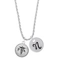 thumbnail image 1 of Delight Jewelry Silvertone Domed Black PTA Silvertone Script Initial Disc - N - Charm Necklace, 20"+3", 1 of 4