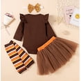 thumbnail image 7 of StylesILove Baby Girls My 1st Thanksgiving Brown Long Sleeve Bodysuit, Tutu Skirt, Leg Warmers and Headband 5pcs Autumn Holiday Outfit (3 Months), 7 of 7