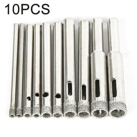 

10PCS Diamond-Coated Core Saw Drills Set 3/4/5/6/8mm for Tile Glass Ceramic