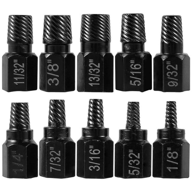 Kit Extracteur de Vis 10 Pcs Ensemble Extracteur de Boulons Cassés Tête Hexagonale Extracteur de Boulons Multi-Spline Outil de Fixation pour Enlever les Boulons Cassés Vis