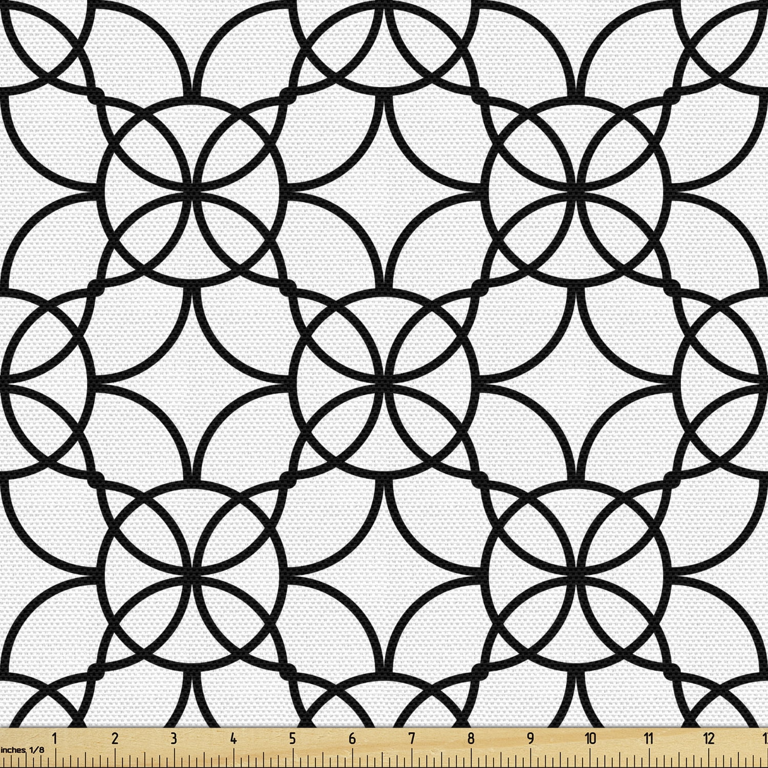 Trellis Fabric by the Yard Upholstery, Abstract Line Design Floral Rounds and Grids with Vintage