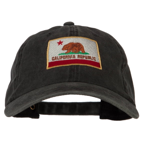 California State Flag Embroidered Washed Cotton Twill Cap - Black OSFM