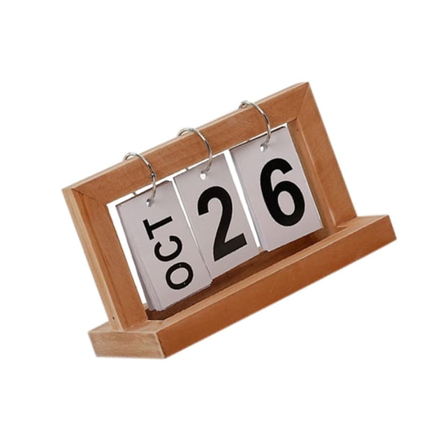 yuksok Practical Wooden Chart Perpetual Calendar DIY Desktop Calendar Natural