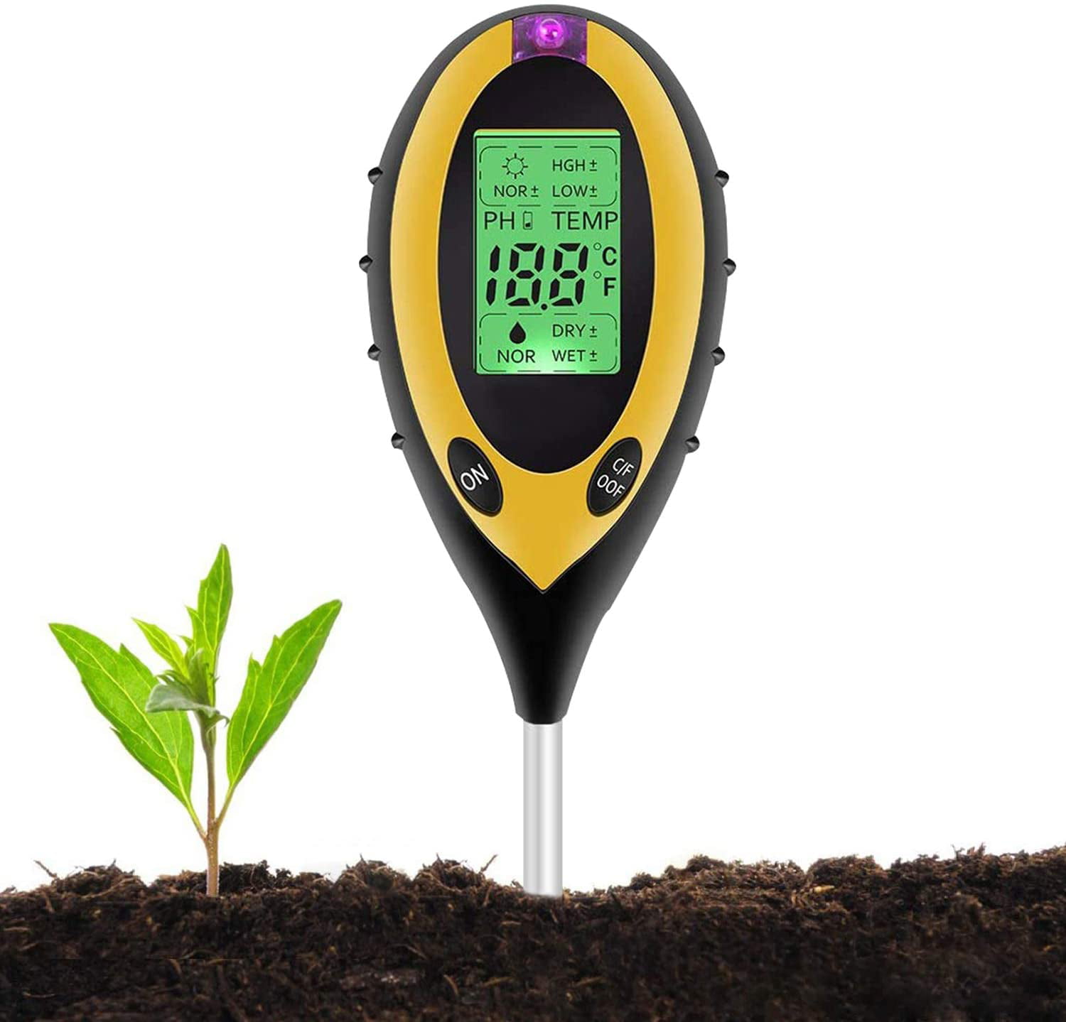 4 in 1 PH Tester Soil Water Moisture Light Meter for Garden Plant Seeding LCD 