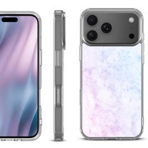 For iPhone 17 Pro Max Protective Shockproof Phone Case, by OneToughShield - Marble Pink/Blue