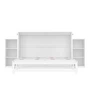 Mintazer Queen Size Murphy Bed with 6 Side Shelves & 2 Drawers, Modern Foldable Cabinet Bed for Bedroom Apartment Guest Room, White