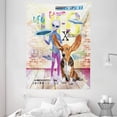 thumbnail image 1 of Outer Space Tapestry, Alien and Cute Dog with Giant Ears Vivid UFO Stylized Writing Grungy Brick Wall, Wall Hanging for Bedroom Living Room Dorm Decor, 60W X 80L Inches, Multicolor, by Ambesonne, 1 of 2