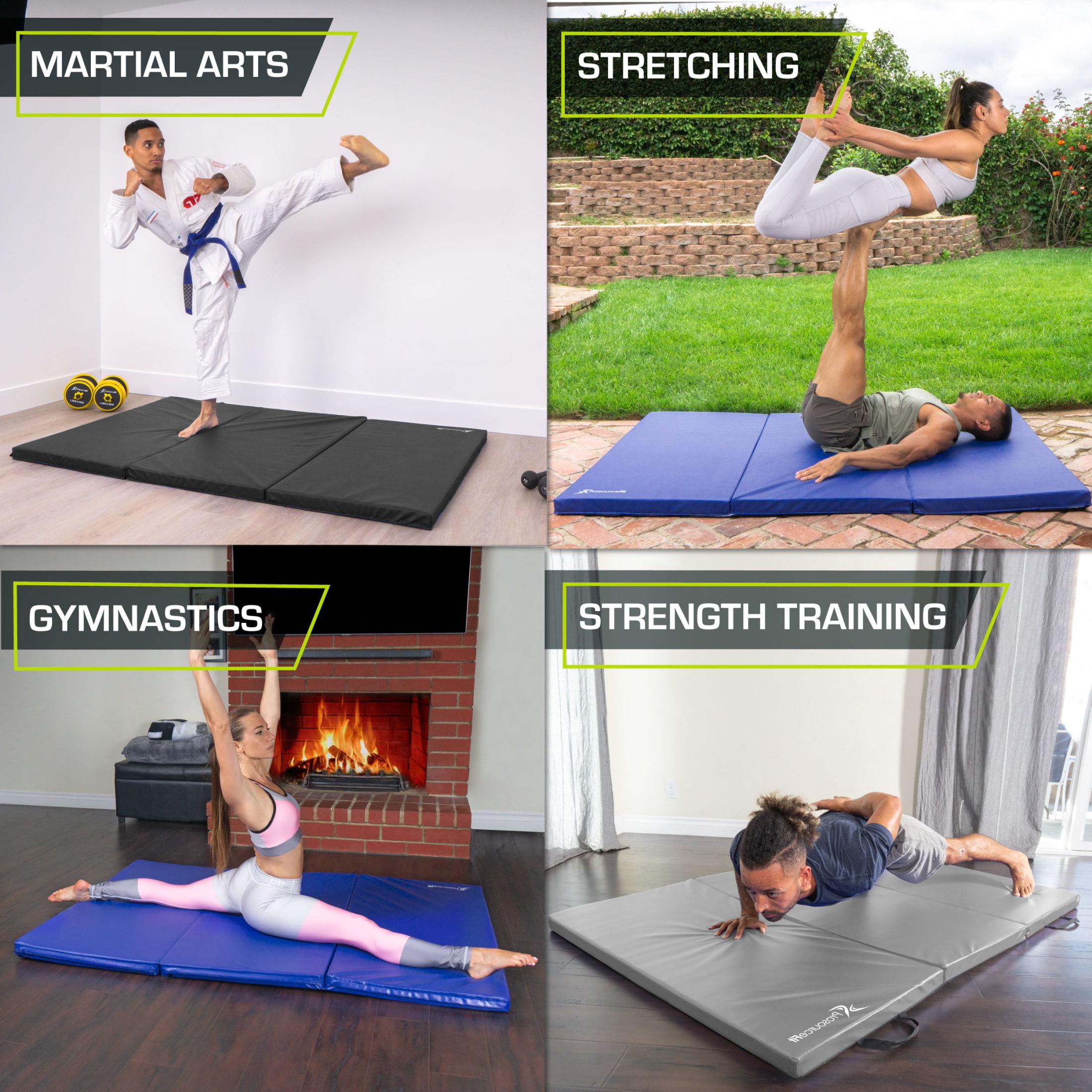 ProsourceFit Tri Fold Folding Gymnastics Mat 6 x4 for Fitness