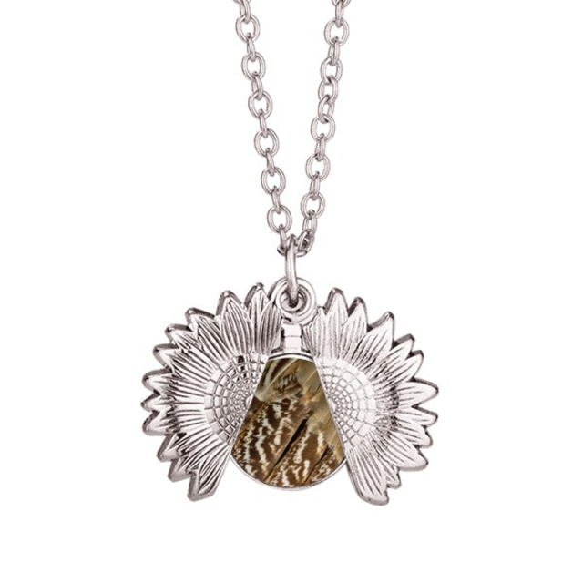 Pluma animal serpiente patron regular Collar de girasol collar collar collar colgante