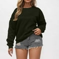 thumbnail image 3 of Ladies Blouses Casual New Womens Lightweight Sweatshirts Casual Long Sleeve Crewneck Cute Pullover Tops Fall Trendy Outfits Army Green M, 3 of 5