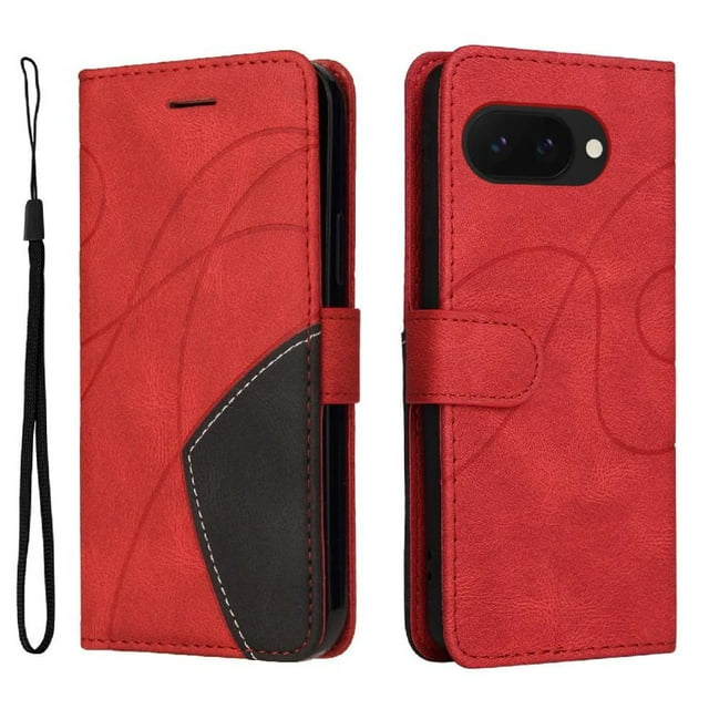 GANGXUN Flip Case for Google Pixel 9A – Leather Wallet Cover with Card Slots, Kickstand & Color Stitching Protective Folio