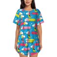 thumbnail image 1 of Fotbe Color Dachshund Dog Conjunto de Pijama Estampado para Mujer, 2 Piezas, Ropa de Dormir con Camiseta de Manga Corta y Shorts Suaves-Large, 1 of 6