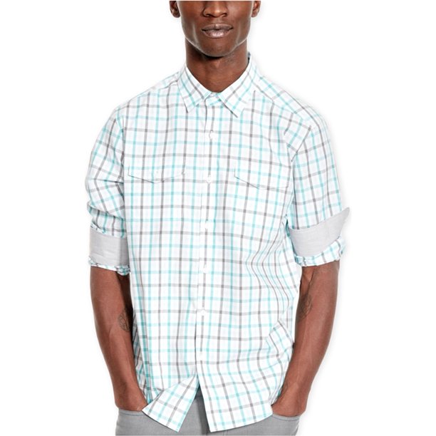 Camisa con Botones Kenneth Cole para hombre doble Bolsillo color blanco extragrande