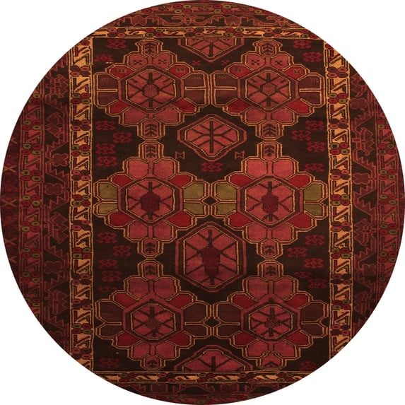 Ahgly Company Indoor Round Persian Orange Traditional Area Rugs, 6' Round