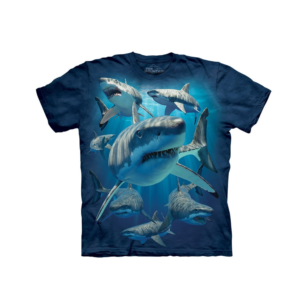 The Mountain GREAT WHITES XL Cotton Sharks TShirt Blue Adult Men's
