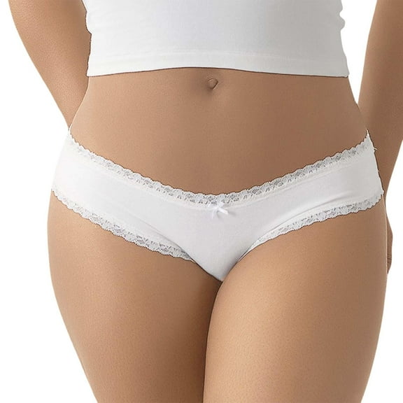 KHONTS Women's Underwear Panties Cheeky Bikini Underpanties Lace Stretch Hipster Briefs White XL