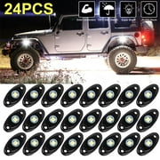 White 24 Pods LED Rock Lights Underbody Trail Rig Glow Lamp Offroad SUV Pickup Truck