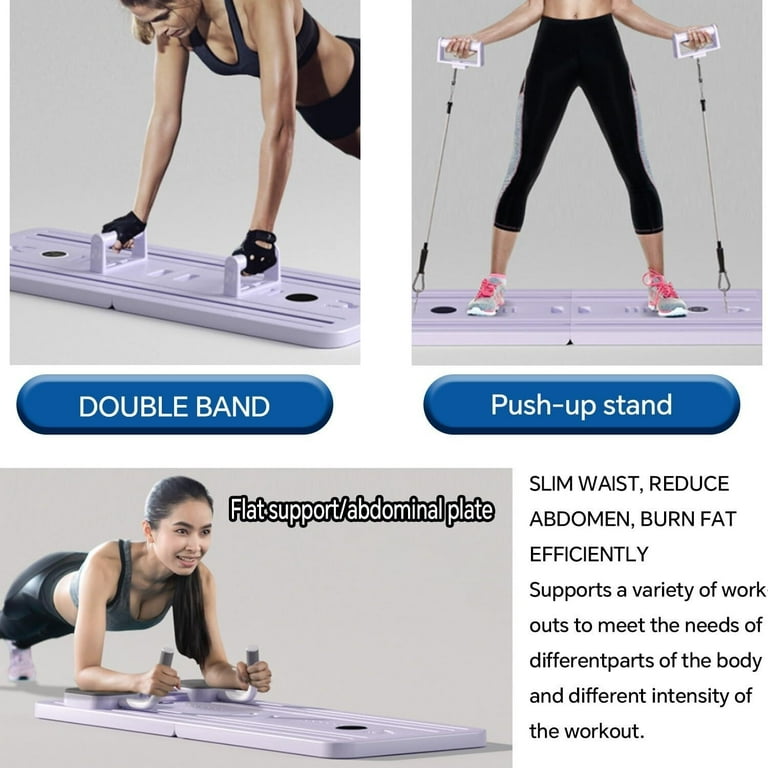 EzzySo Pilates Board 5 In1 Pilates Reformer Set Core And Abdominal Trainers Multi Purpose Foldable Pilates Reformer Board For Home 5 In 1 Pilates Sliding Board Purple