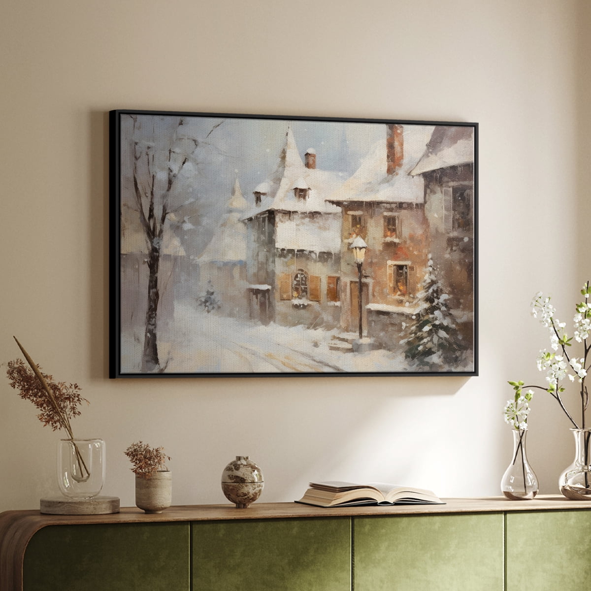 Vintage Landscape-CCXX By Wexford Home Framed in Black Wood Gallery Wrapped Canvas 17 in. x 25 in.