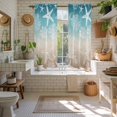 thumbnail image 4 of Teal Ombre Coastal Kitchen Curtains 63 Inch Length, Sea Nautical Summer Beach Starfish Coral Tiers Curtains for Living Room Berdoom, Light Filtering Drapes Window Treatment 2 Panels 42"Wx63"L, 4 of 8