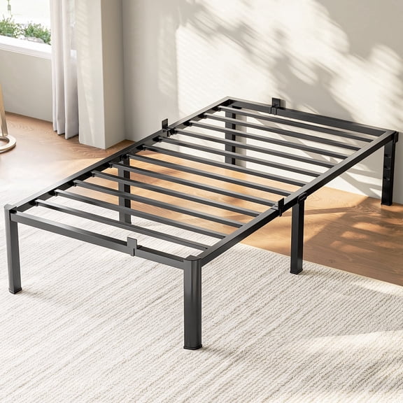 Fowroa 14 inch Twin Size Bed Frame Metal Platform with Underbed Storage No Box Spring Needed Easy Assembly