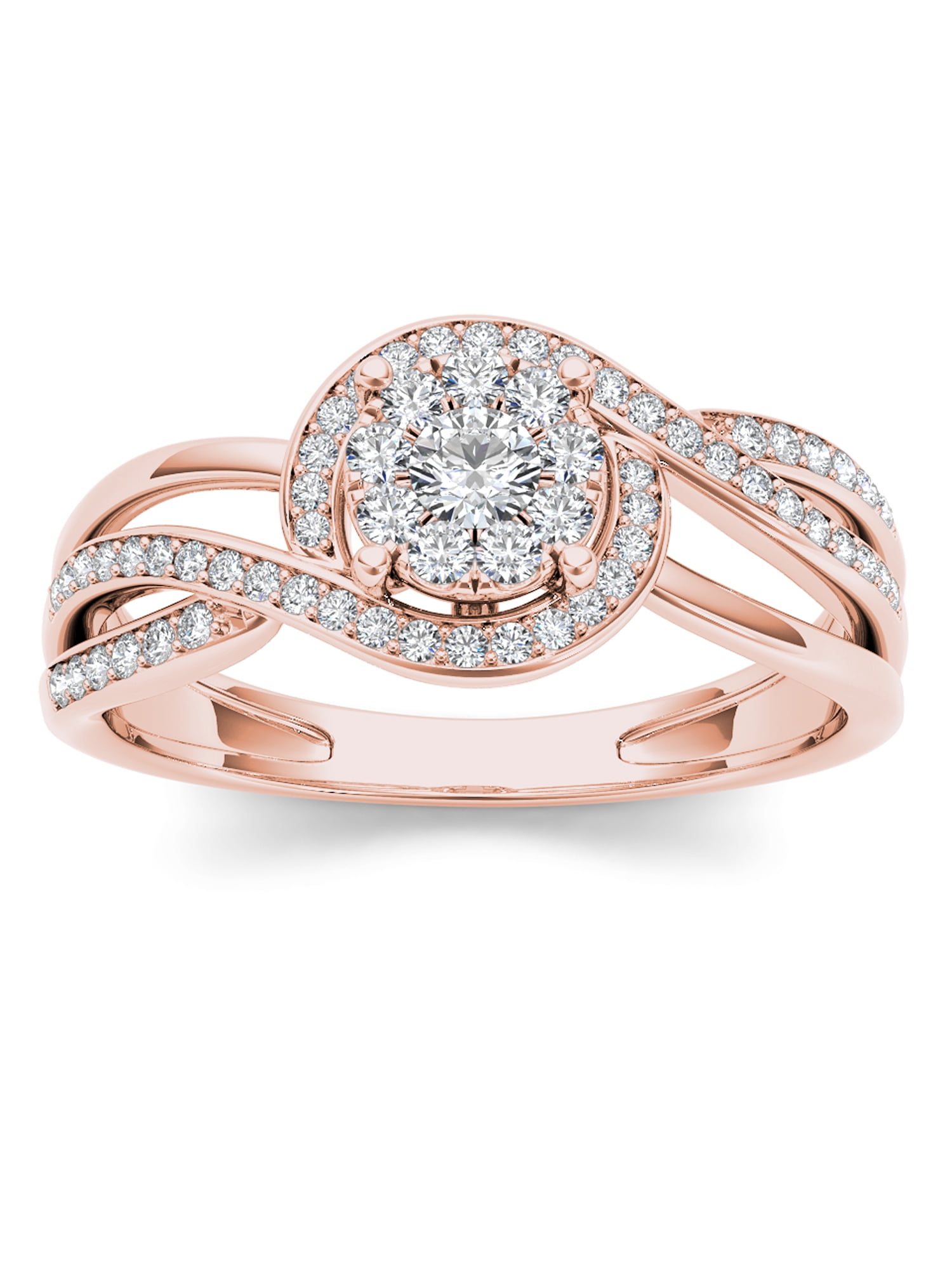 Imperial 1/4Ct TDW Diamond 10K Rose Gold Bypass Cluster Engagement