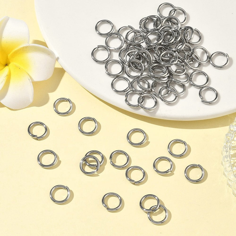 Resistant 304 Stainless Steel Open Jump Rings Stainless Steel color 8x1.5mm Inner Diameter: 5mm