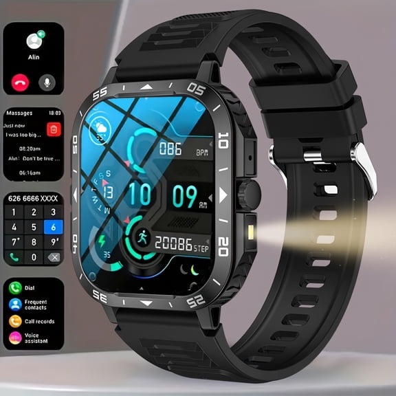 2026 Latest HD Outdoor Smartwatch with Full Touchscreen - Unisex, Wireless Calling/Texting/Multiple Sports Modes/Remote Camera Control/Fitness Tracker, Compatible with Android &iPhone, 230mAh Battery