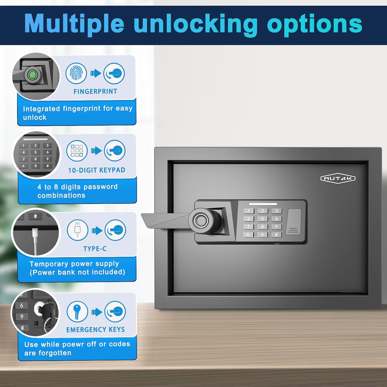 Mutak 1.0 Cu.Ft. Electronic Biometric Safe photo 3