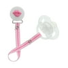 Lips Button Pacifier Clip with Matching Ribbon