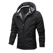 CHEEREAM Rain Jacket Men Waterproof Sleeve Zipper Pocket Thin Coat Outdoor Jacket Casual Hiking Windbreaker Shell Hooded Black L