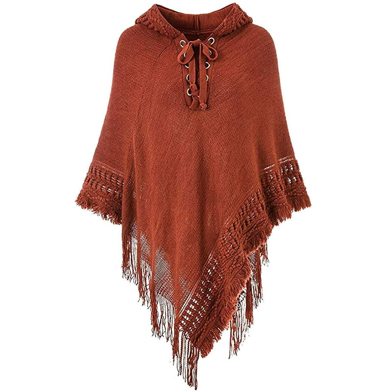 Brown Poncho Shawl for Women | Knitted Sweater Tops, Knit Swimsuit Cover Up, Teen Fashion Gifts, Boho high quality Tops