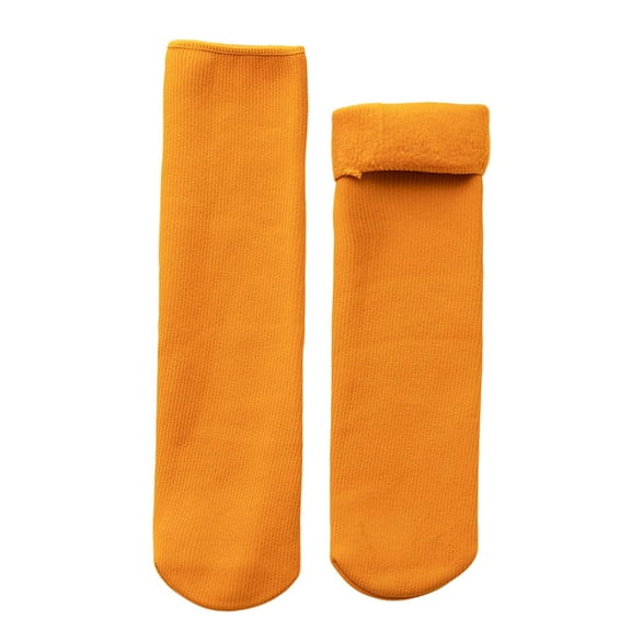 Fgnfyis Snow Socks for Women Lined Soft Velvet Slim Thermal Socks Winter Warm Floor Socks with Vertical Yellow One Size