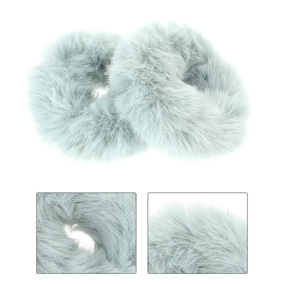 FENGGUIQU 2Pcs Green Faux Fur Hair Elastic Bands Comfortable Soft Hair Rings for Ponytail and Wrist