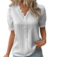 thumbnail image 1 of Timegard Plus Size Tops for Women Lace V-Neck Ruffle Short Sleeve Dressy Casual Tunic Tops for Leggings, 1 of 4