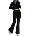 thumbnail image 2 of Women'S 2 Piece Pants Sets Long Sleeve Zip Short Top Pants Sexy- Slim Lounge Tracksuit Outfits Black L, 2 of 7