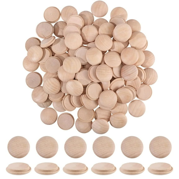 100pcs Wooden Cover for Stair Railings Furniture Screw Hole Plugs Tan 29x8mm