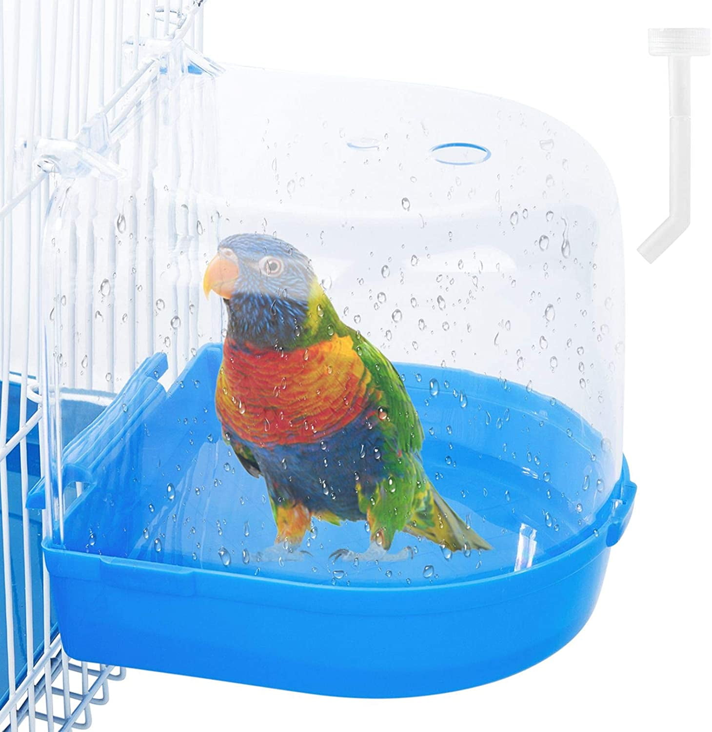 Fansunta Bird Bath Box Parakeet Caged Bird Bathing Tub for Small Birds Canary Budgies Parrots Blue 