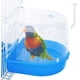 thumbnail image 1 of Caja de baño para pájaros, bañera para pájaros enjaulada con inyector de agua para pájaros pequeños, periquitos canarios, loros, azul, 1 of 1