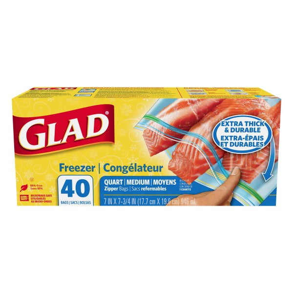 Glad Freezer Bags Quart Size 40 Count