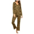 thumbnail image 4 of VBTAPA Women's 2 Piece Pajamas Sets Long Sleeve Printed Lounge Pjs Set V Neck Tunic Tops + Elastic Waist Pants Matching Loungewear Sets Soft Nightwear Deals of The Day Brown XXXL, 4 of 7