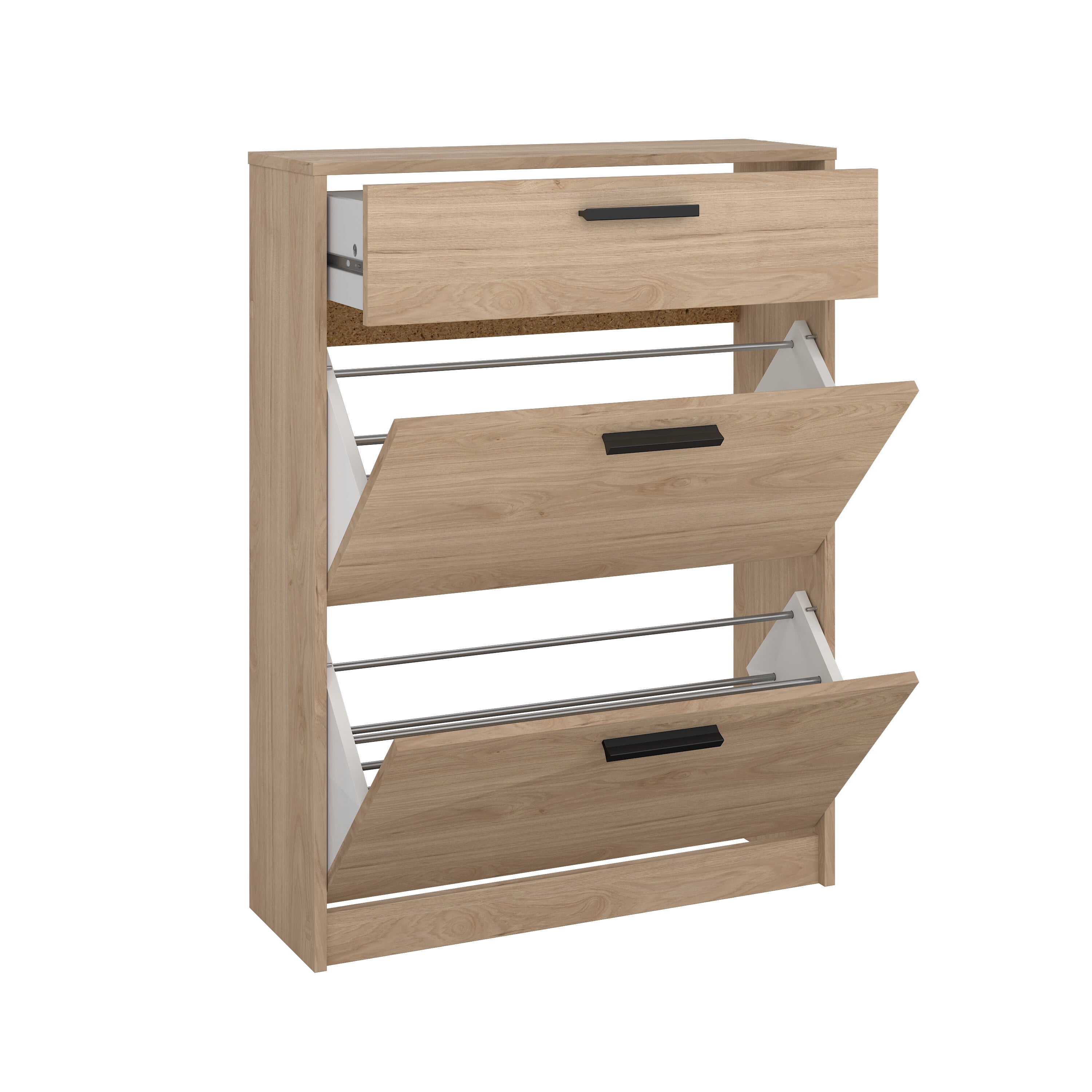 Tvilum Escape 2 Door Shoe Cabinet with Dual-Row Storage and 1 Drawer in Jackson Hickory