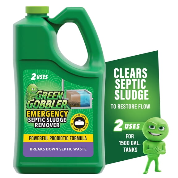 Green Gobbler Emergency Septic Sludge Remover - Safe For Pipes, Toilets, Maintain Healthy Septic Tank Bacterial Balance - 1 Gallon