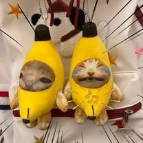 -Crying Banana Cat,Key Chain Plush Pendant Cute Banana-Cat Doll with Sound Bag Funny Pendant Kids Classmate Gifts