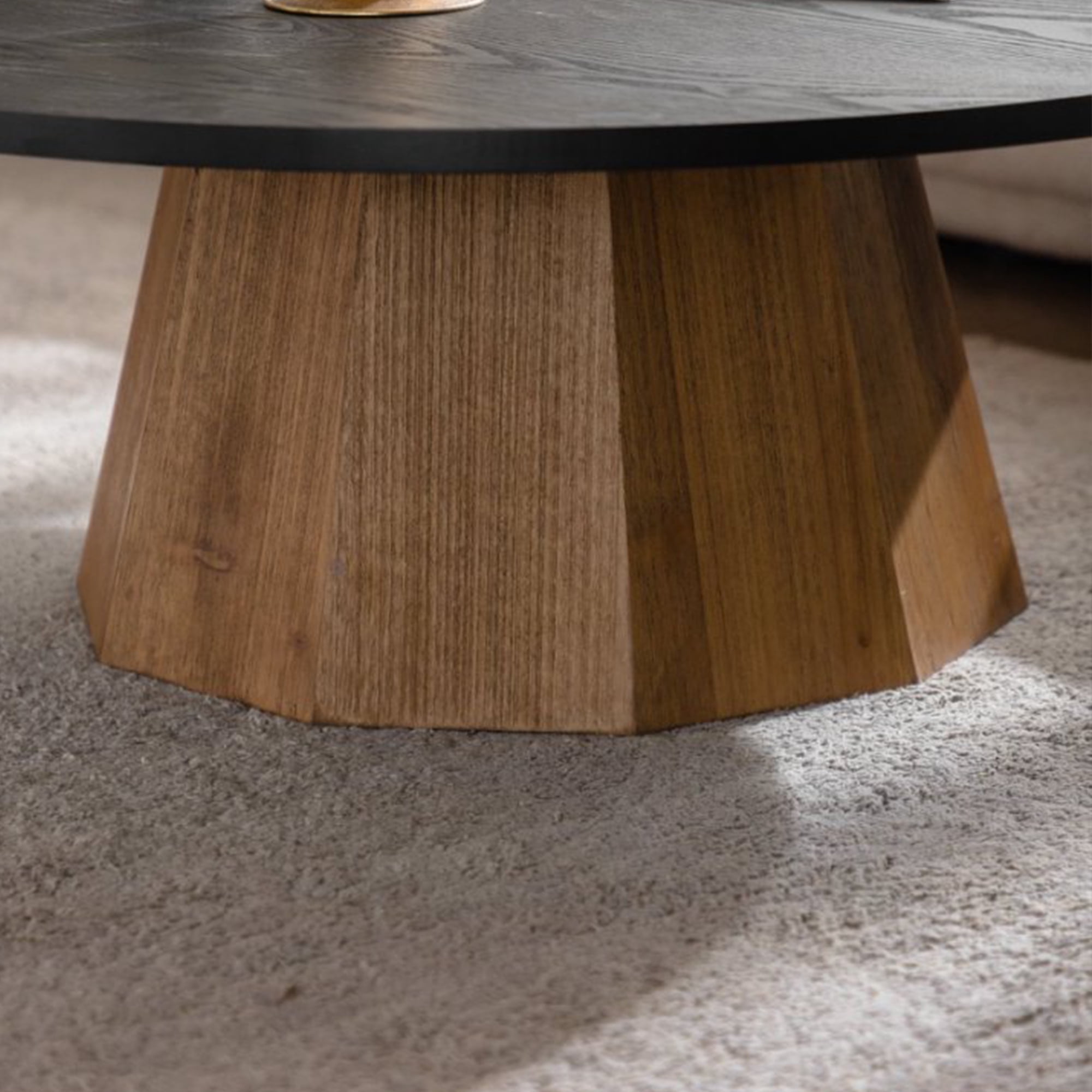 Leumius Round Coffee Table Sturdy Pedestal Wooden Tea Table for Living Room Apartment Easy to Assemble Black 1